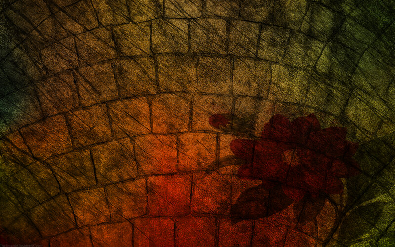 textured brick wall with flower