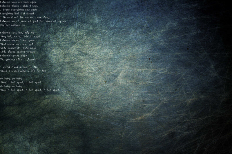 textured dark background with lyrics
