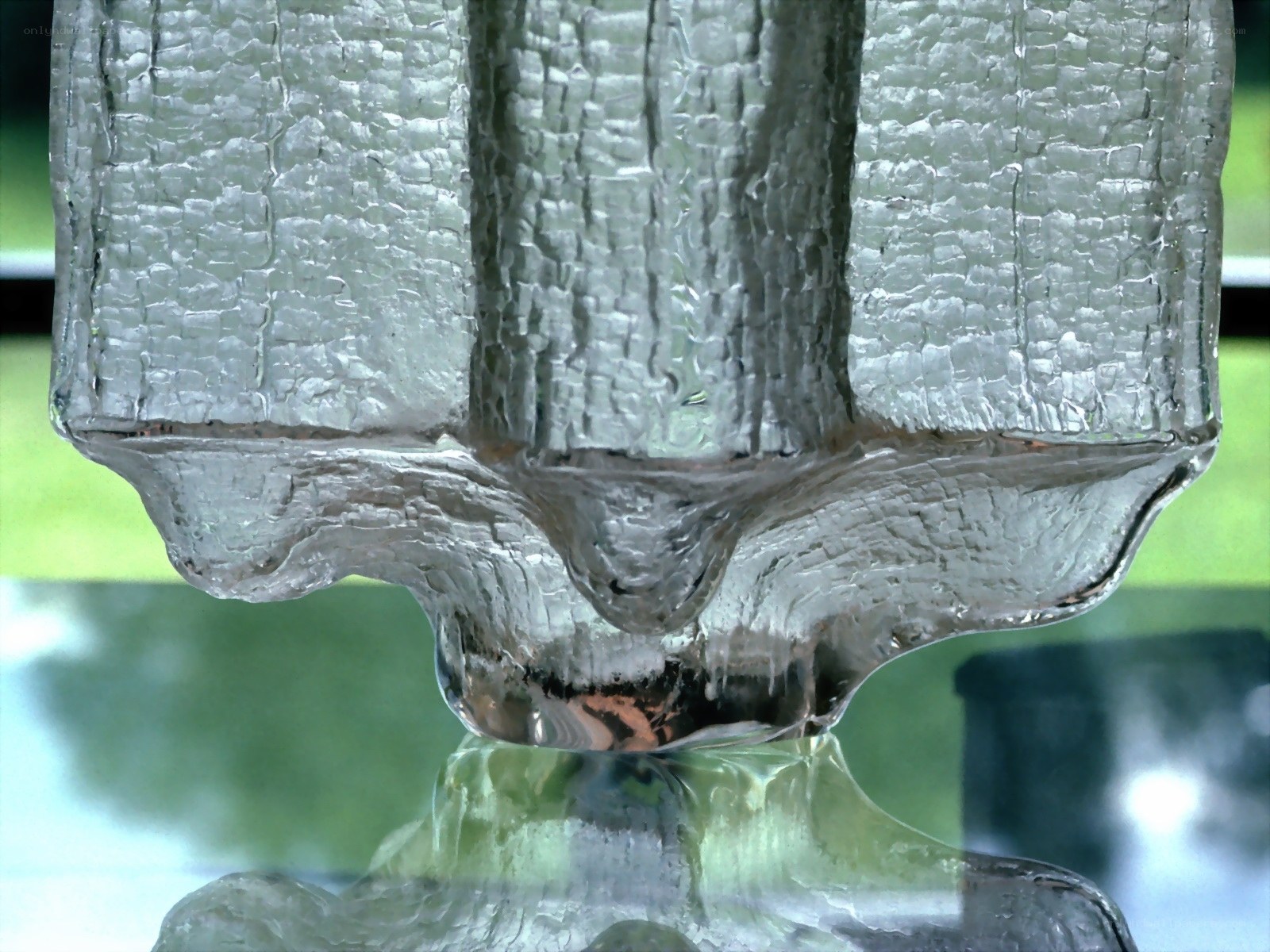 Textured glass vase close-up