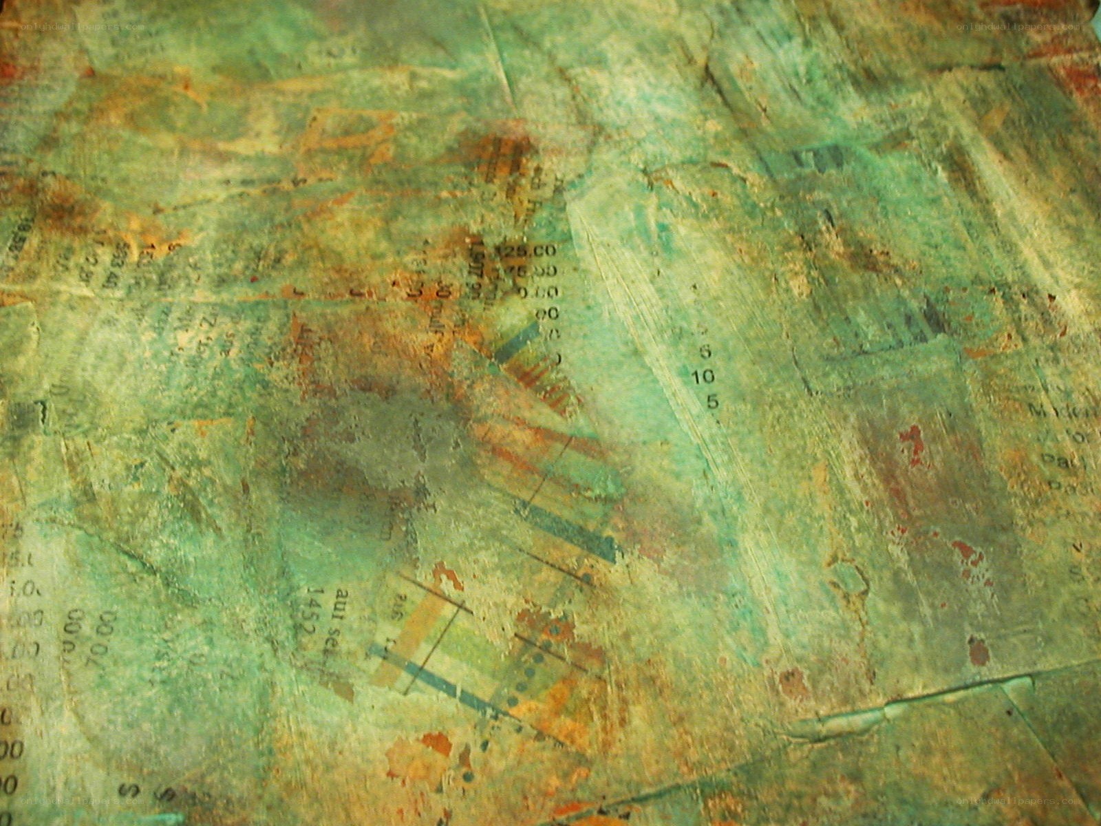 textured green and brown collage