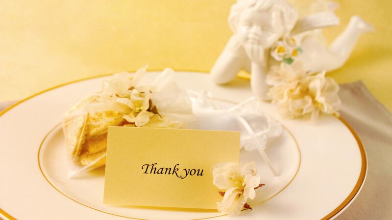 Thank You Card on Plate — Yellow