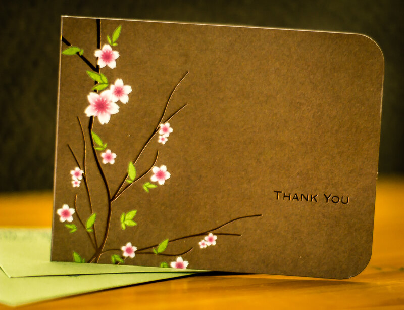 Thank You Card with Flowers — Brown