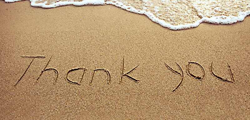 Thank You Written in Sand