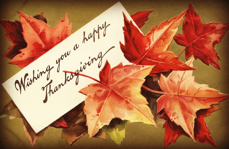 Thanksgiving Card with Leaves — Red