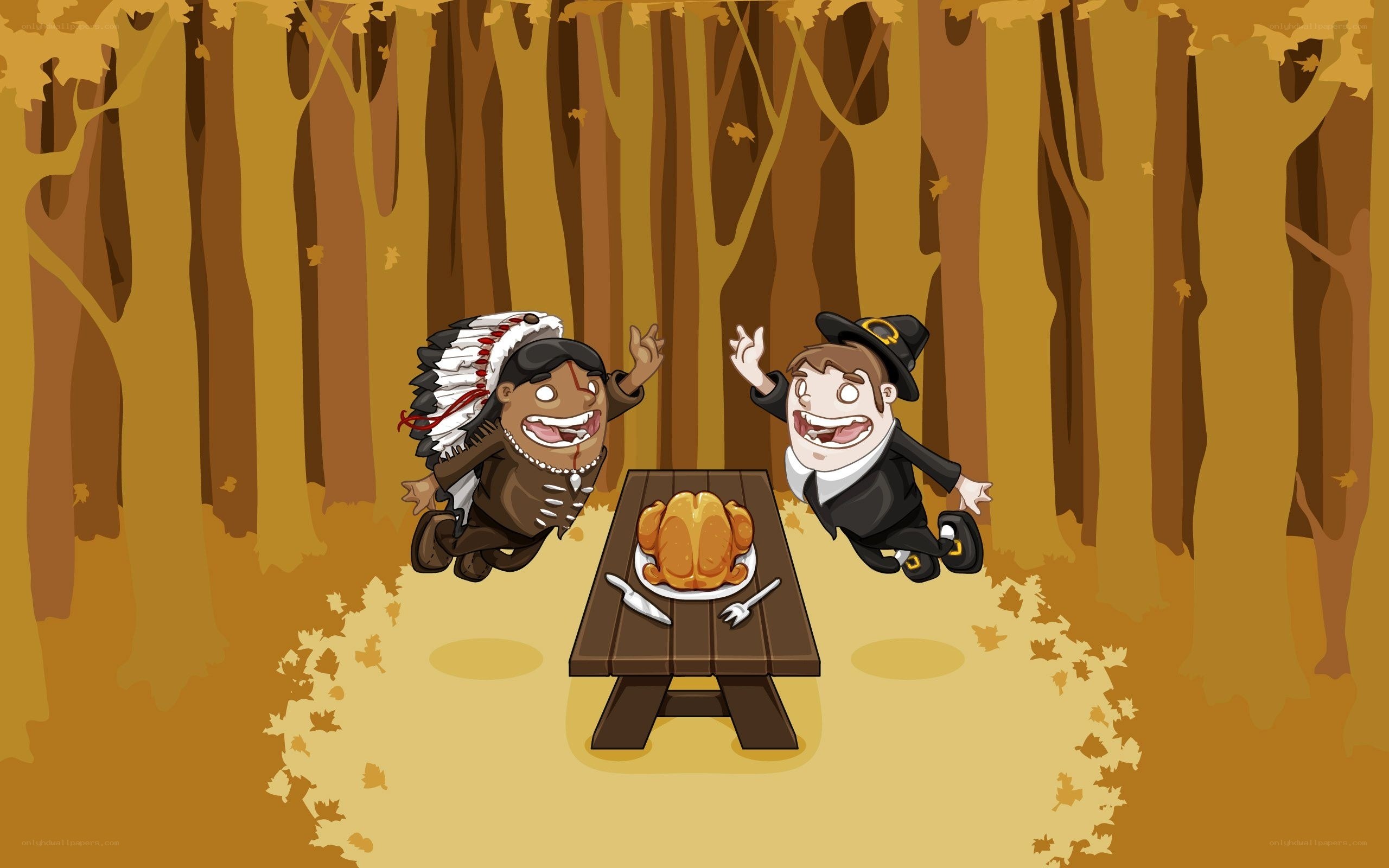 Thanksgiving feast in forest