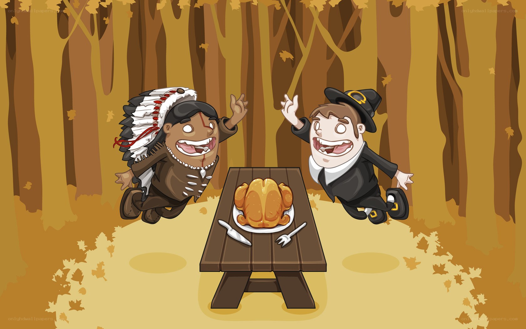 Thanksgiving feast in the forest