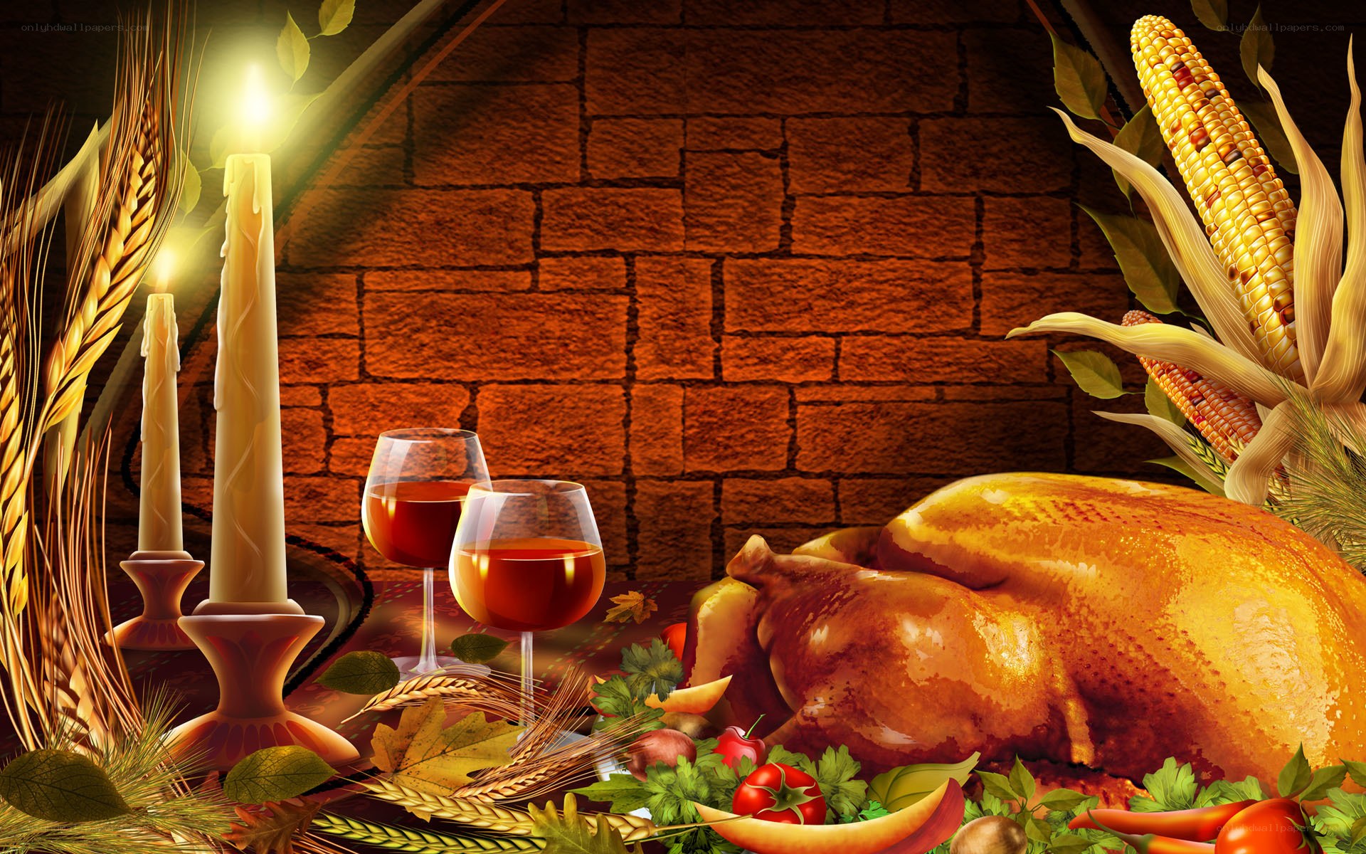 Thanksgiving feast with turkey