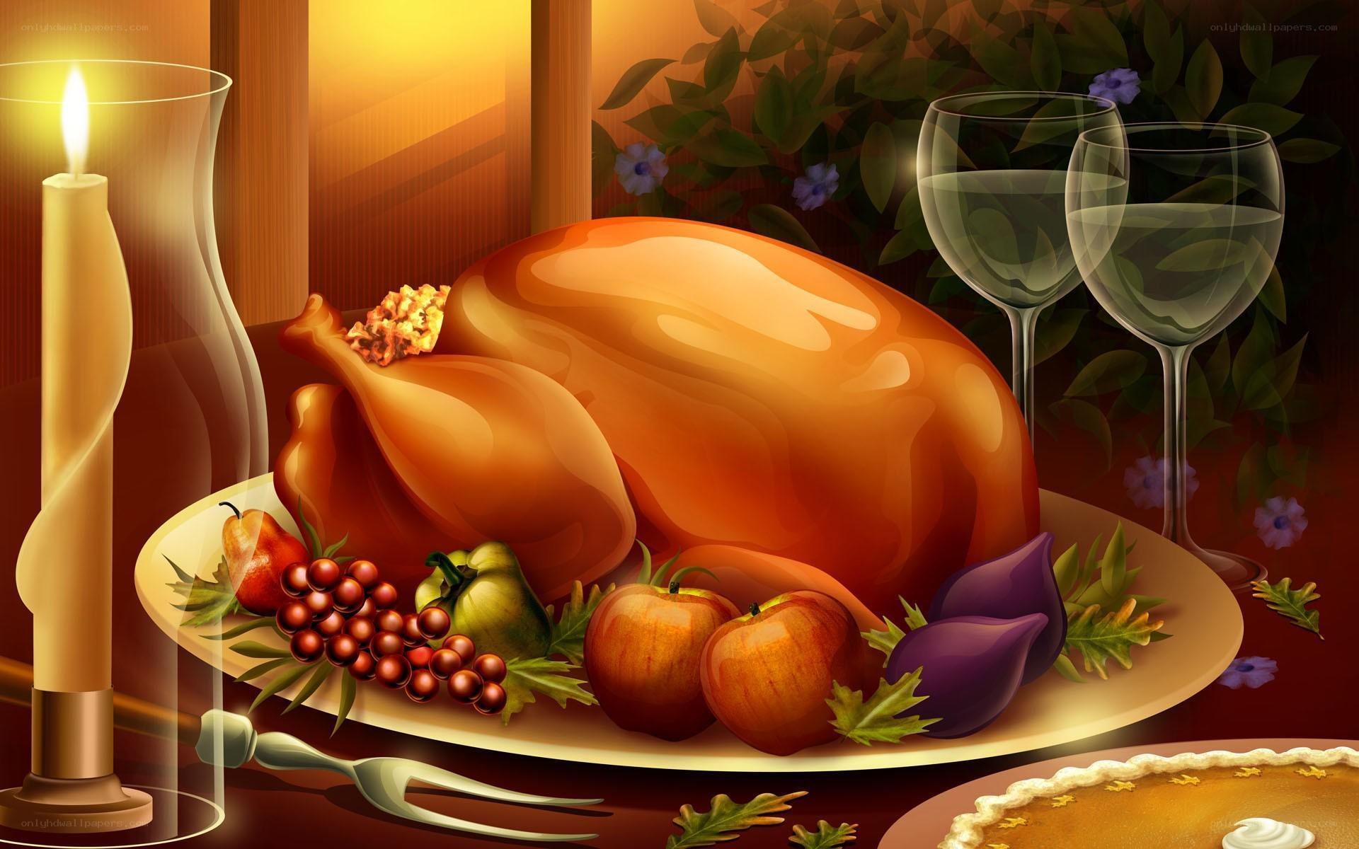 Thanksgiving feast with turkey