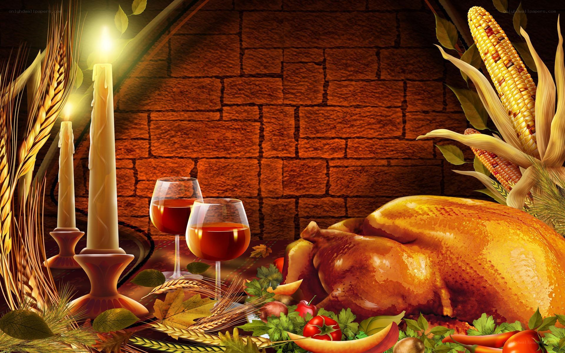 Thanksgiving feast with turkey
