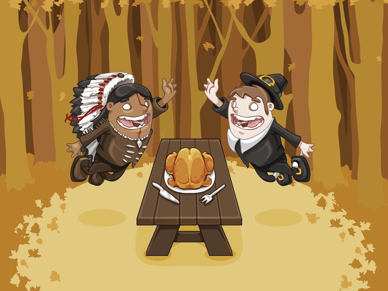 Thanksgiving picnic in the woods