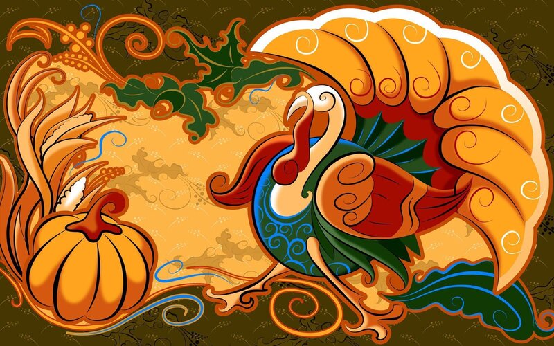 Thanksgiving turkey and pumpkin art