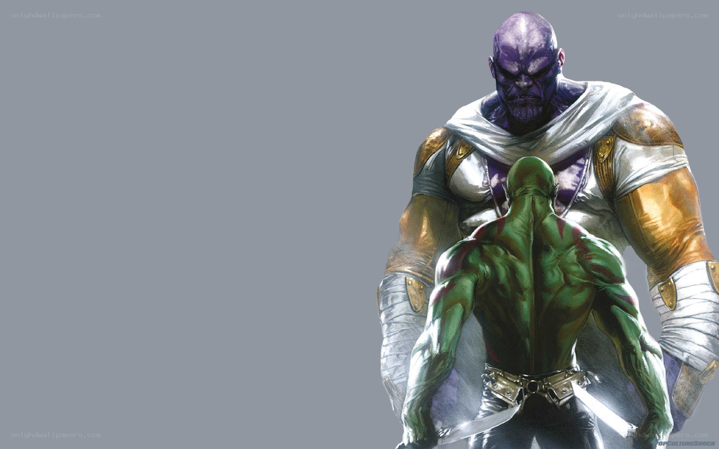 Thanos and Drax confrontation