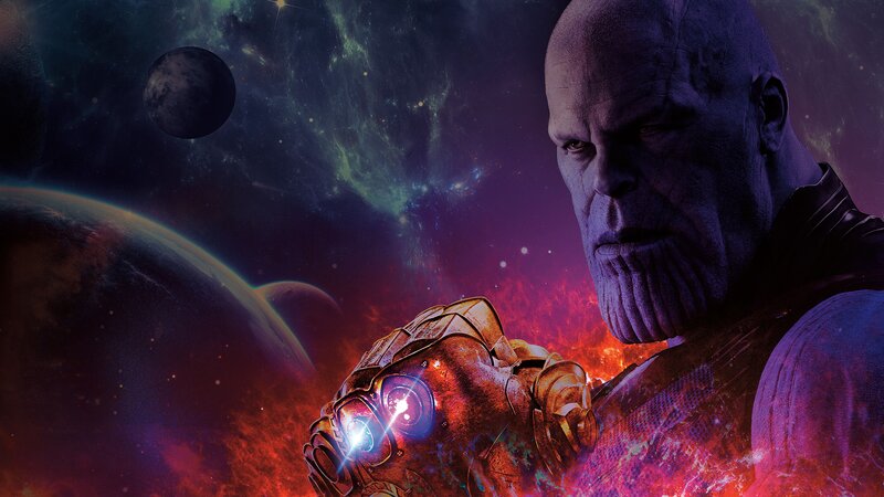 Thanos with Infinity Gauntlet — Purple, Dramatic, Night