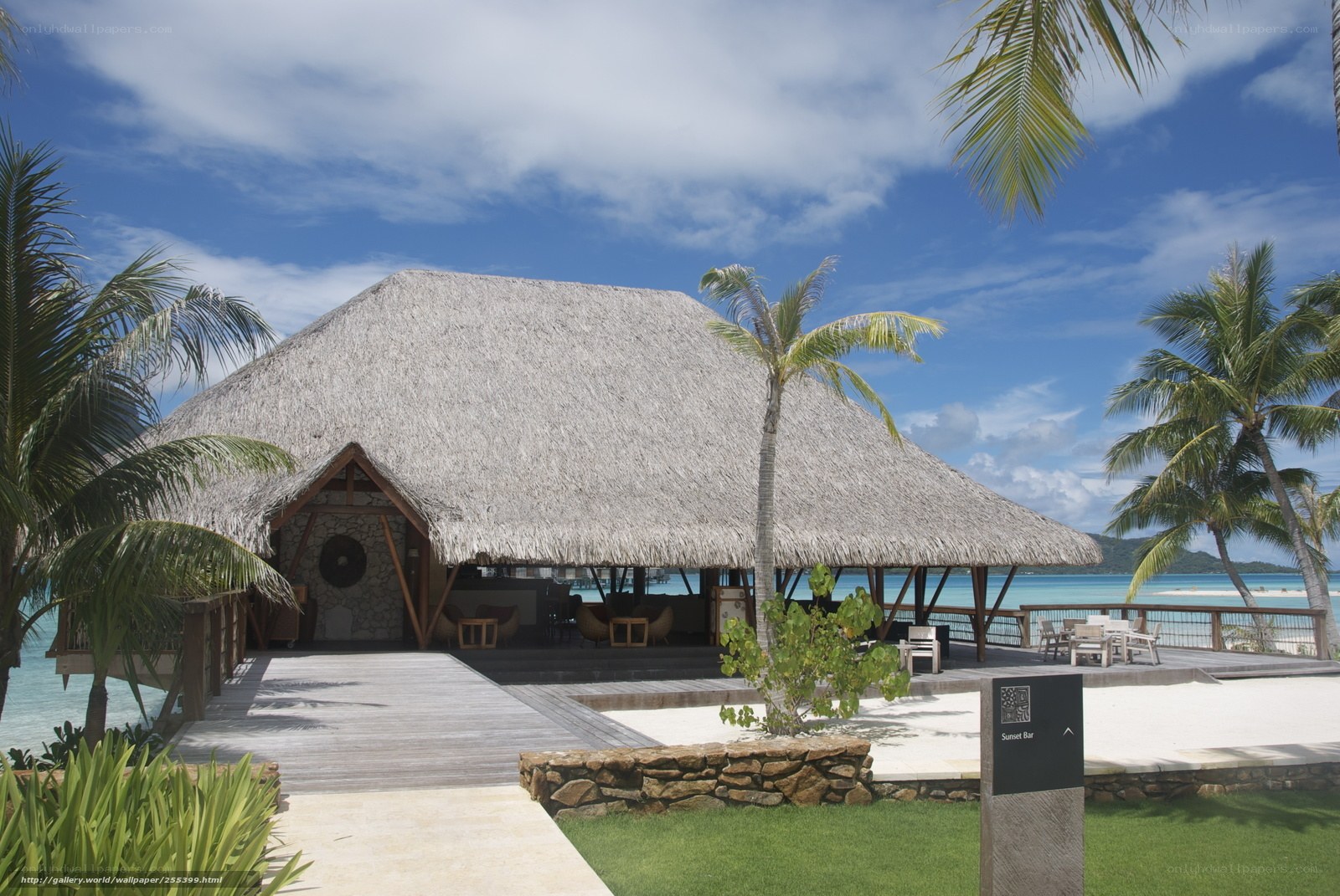thatched beach bar at resort