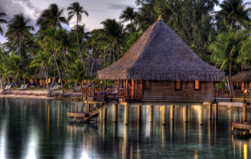 Thatched Bungalow on Water — Brown