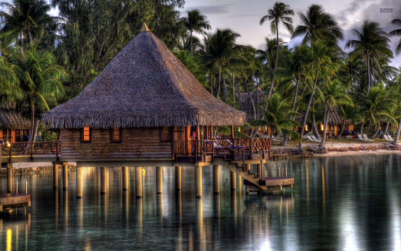 Thatched Bungalow on Water — Green