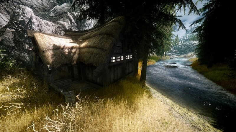 Thatched Cabin by River