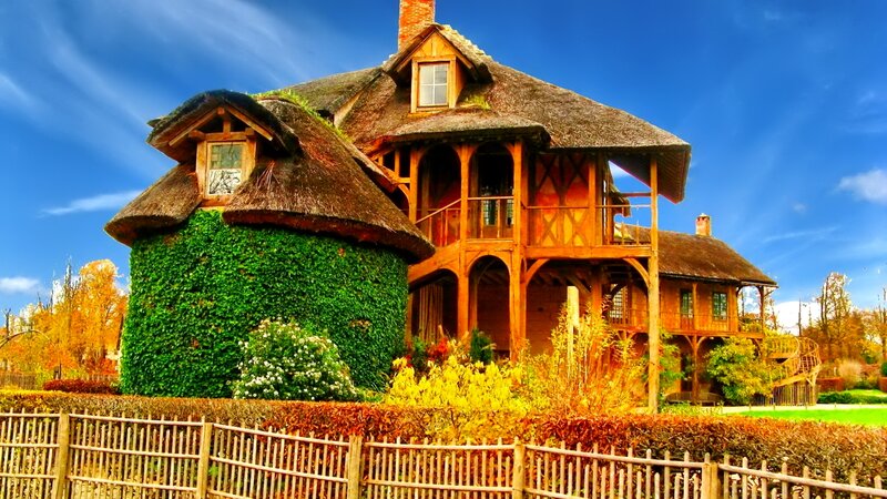 Thatched Cottage — Blue, Serene, Autumn