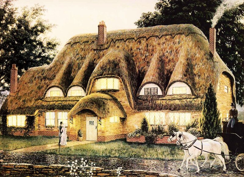 Thatched Cottage — Brown, Peaceful