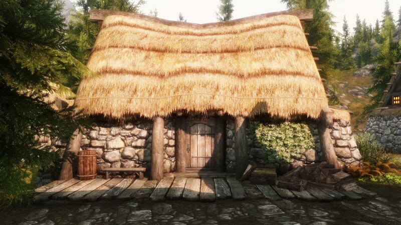 Thatched Cottage — Brown, Serene, Afternoon, 3d Render