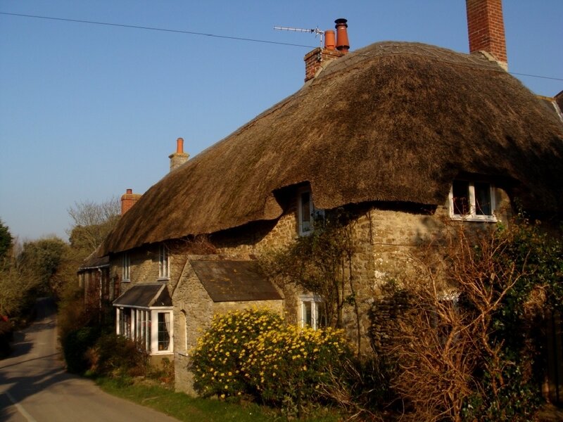 Thatched Cottage — Brown, Serene, Afternoon, Photograph, Stone House