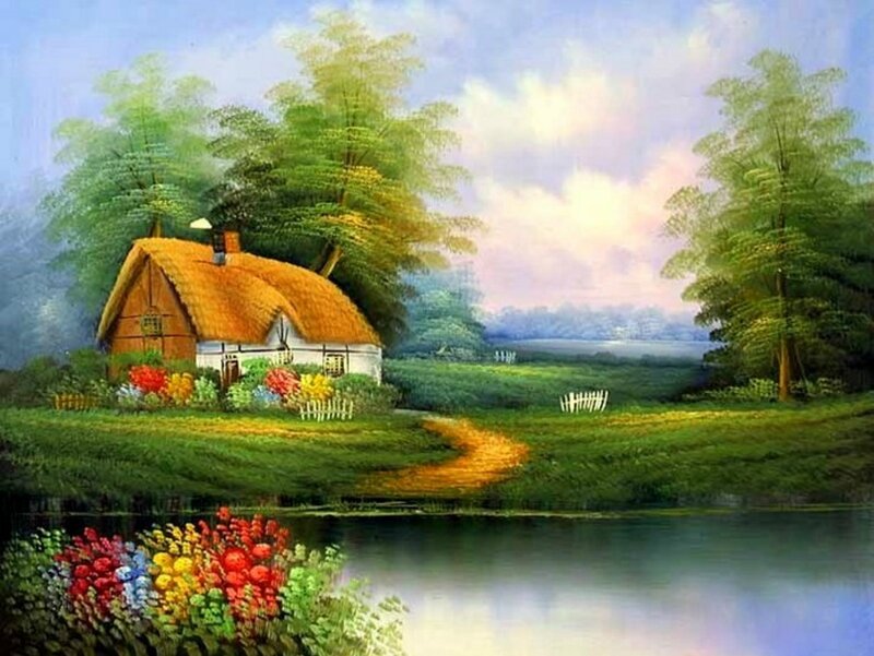 Thatched Cottage by Lake
