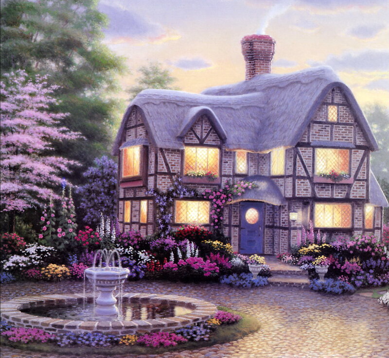Thatched Cottage Garden — Purple, Serene