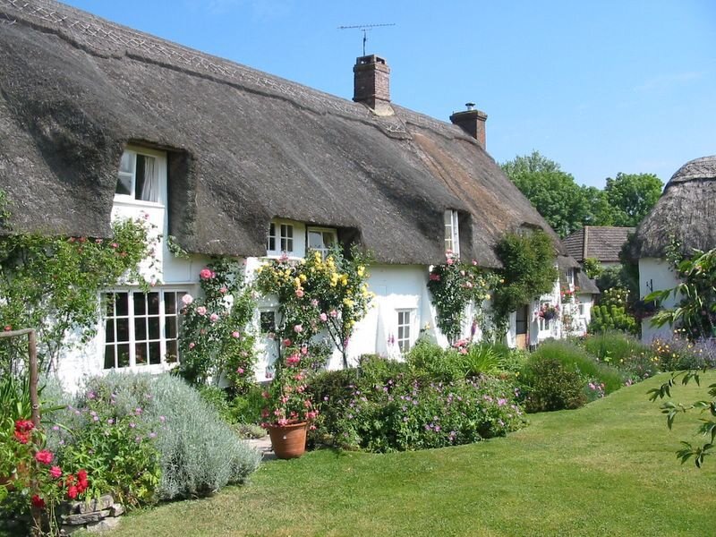 Thatched Cottage Garden — White, Serene