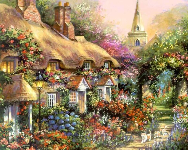 Thatched Cottage Garden — Yellow, Serene