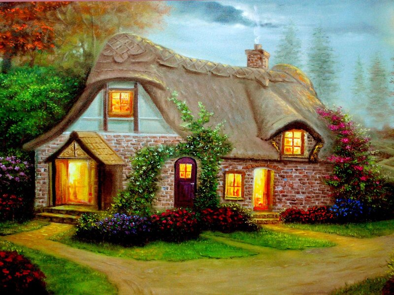 Thatched Cottage — Green, Serene, Autumn