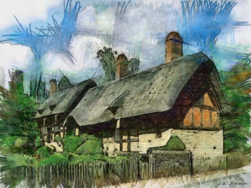 Thatched Cottage — Green, Serene, Illustration