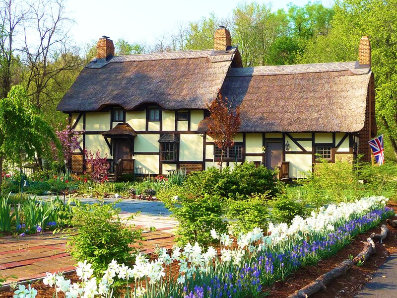 Thatched Cottage — Green, Serene, Spring, Photograph, Garden