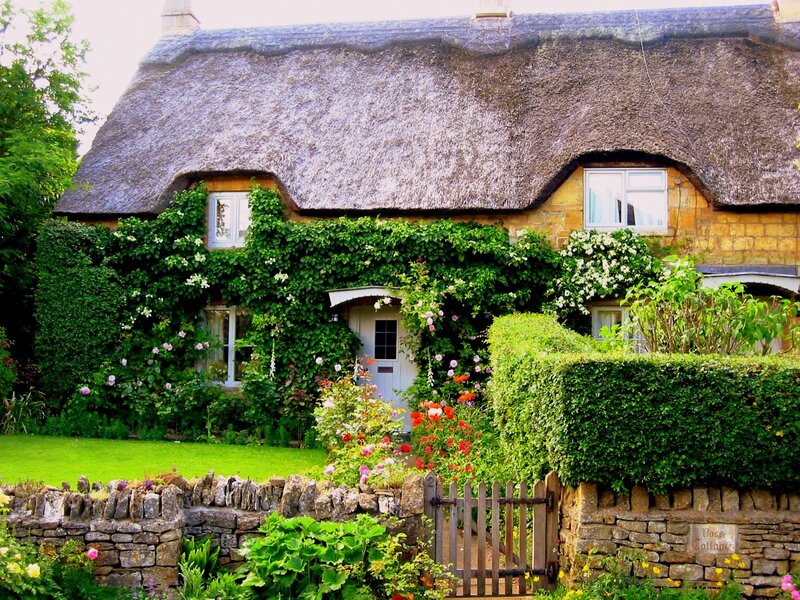 Thatched Cottage — Green, Serene, Spring, Photograph, Ivy