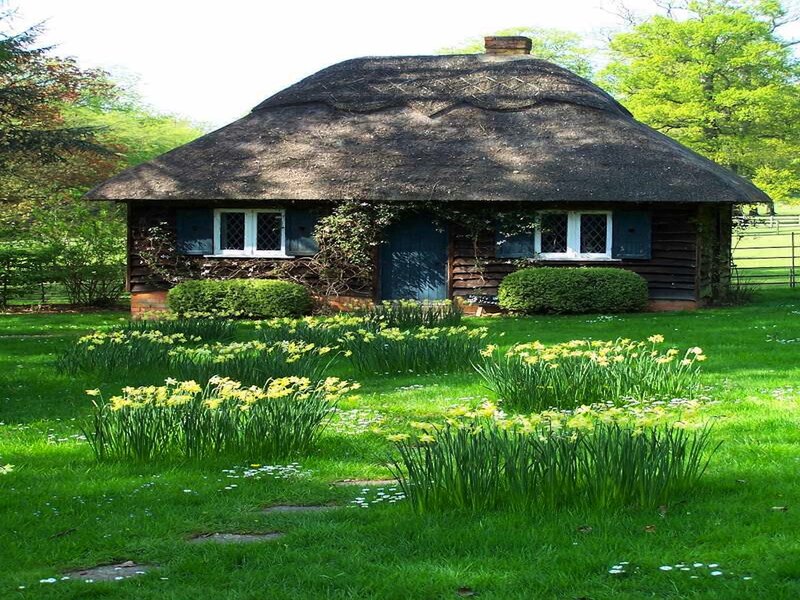 Thatched Cottage — Green, Serene, Spring, Photograph