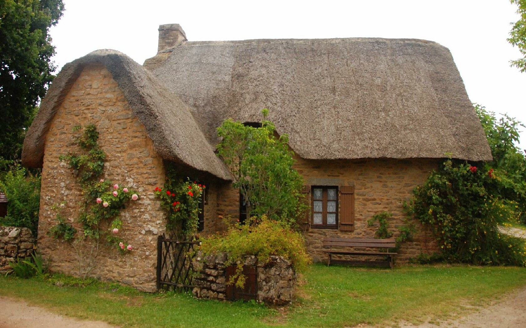 Thatched cottage in a garden