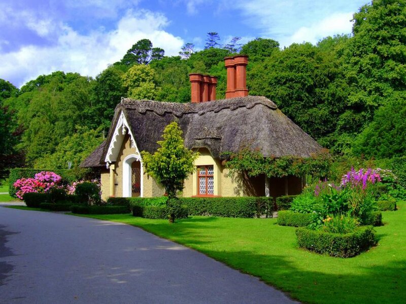 Thatched cottage in a garden