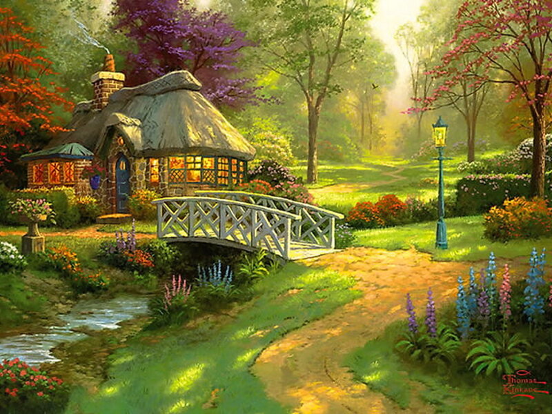 Thatched Cottage in Garden — Green