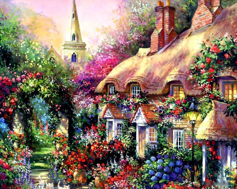 Thatched Cottage Village — Green, Serene