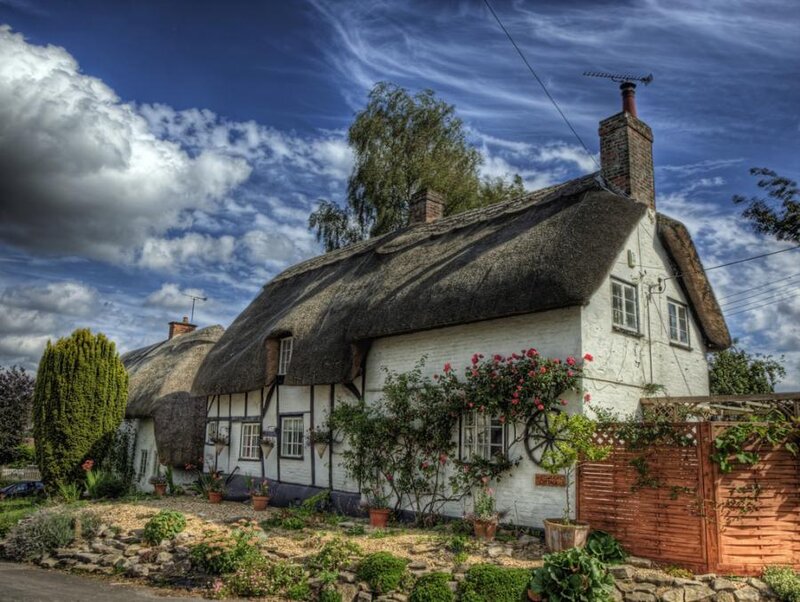 Thatched Cottage — White, Dramatic