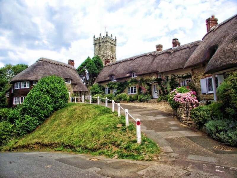 Thatched Cottages and Church