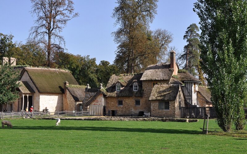 Thatched cottages in a rural village