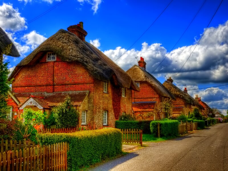 Thatched Cottages in Village
