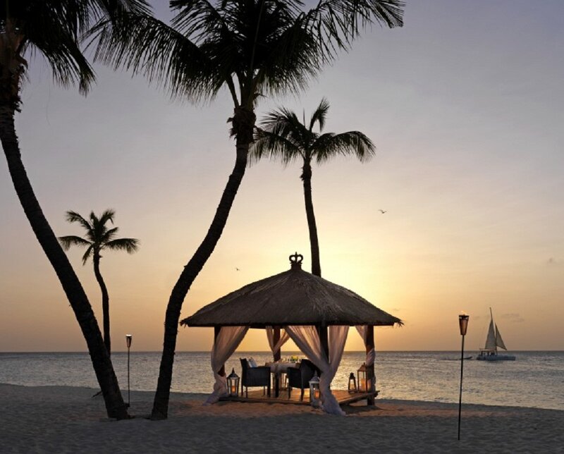 Thatched Gazebo on Beach — Beige