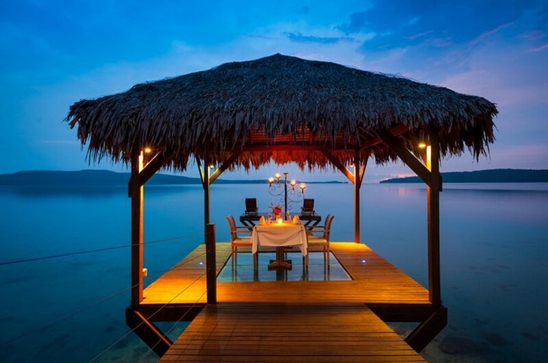 Thatched Gazebo on Dock