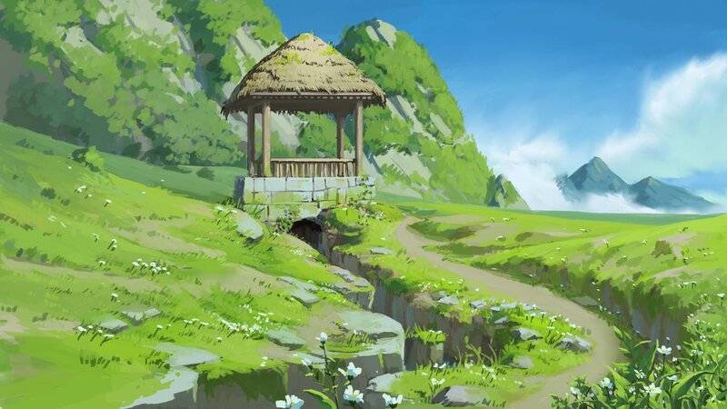 Thatched Gazebo on Hill