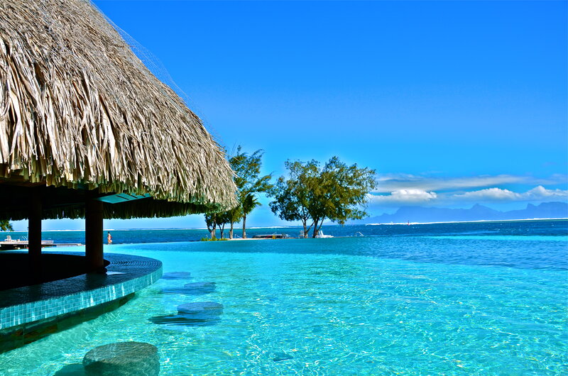 Thatched Hut by Pool — Blue