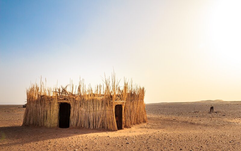 Thatched Hut in Desert — Brown