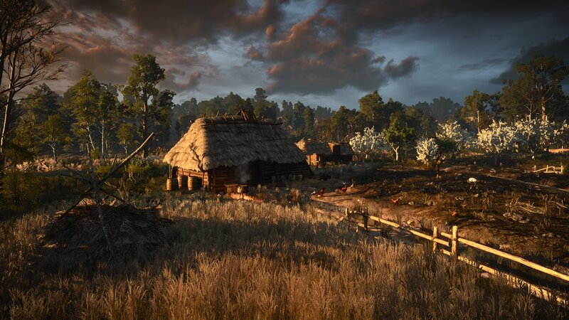 Thatched Hut in Field — Brown
