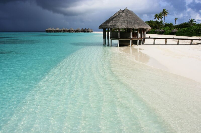 Thatched Hut on Beach — Blue