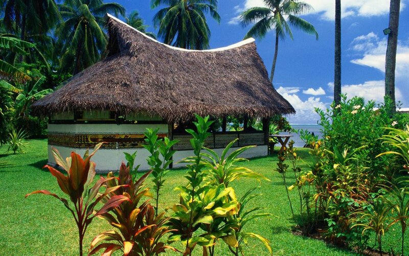 Thatched Hut on Beach — Green